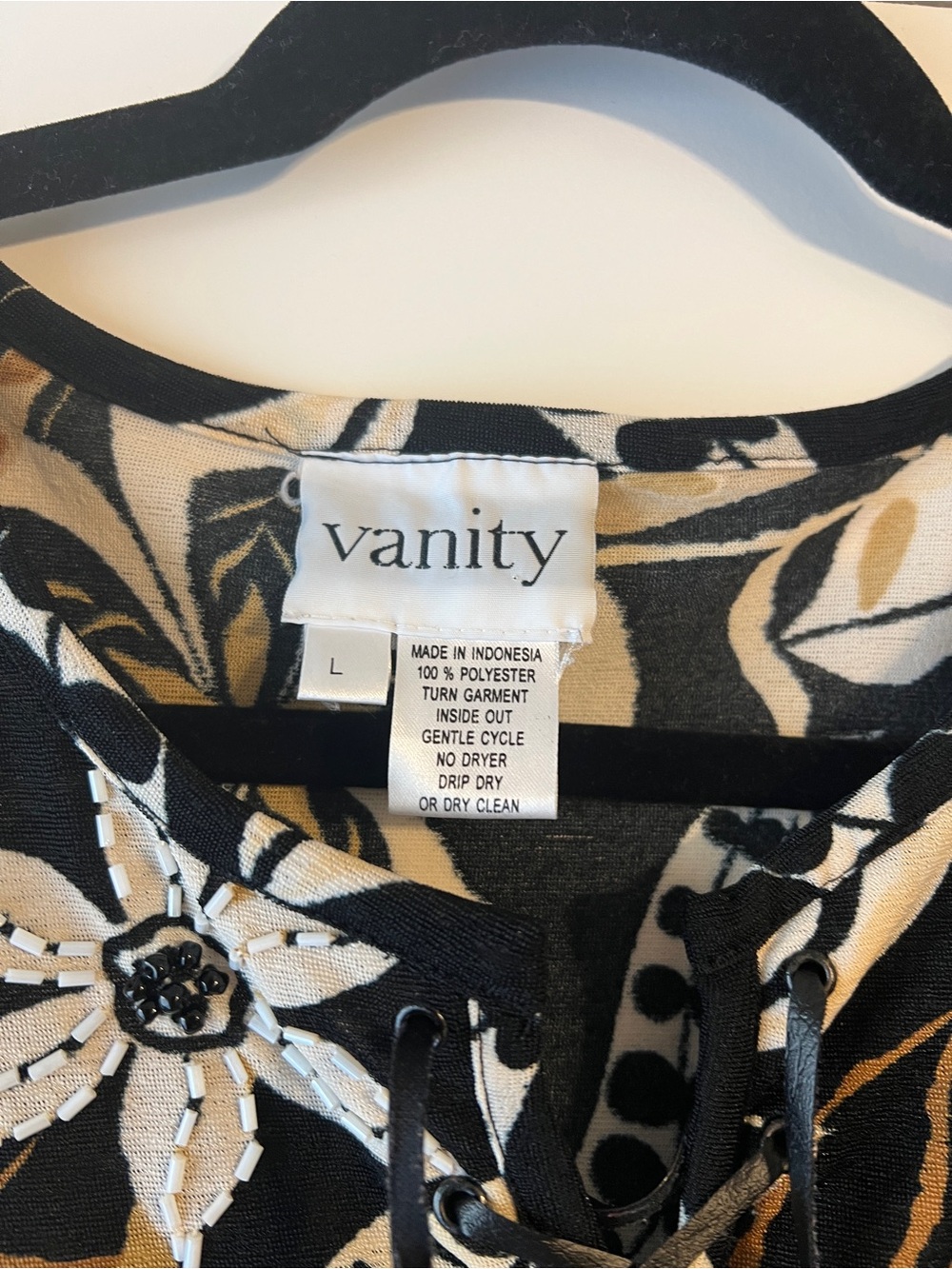 Vanity Black Floral Ruffle Sleeve Blouse with Gold Accents - Picture 5 of 7